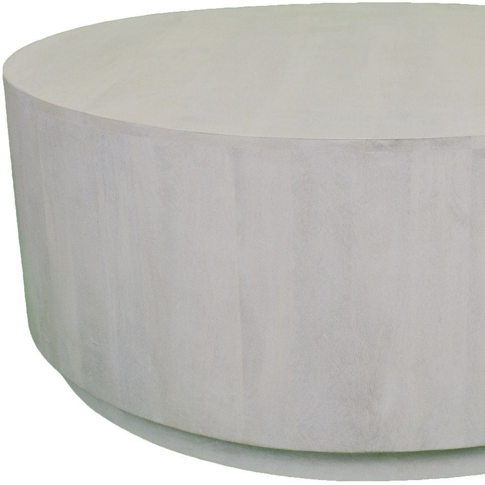 42" Rustic White Solid Wood Round Distressed Coffee Table HomeRoots