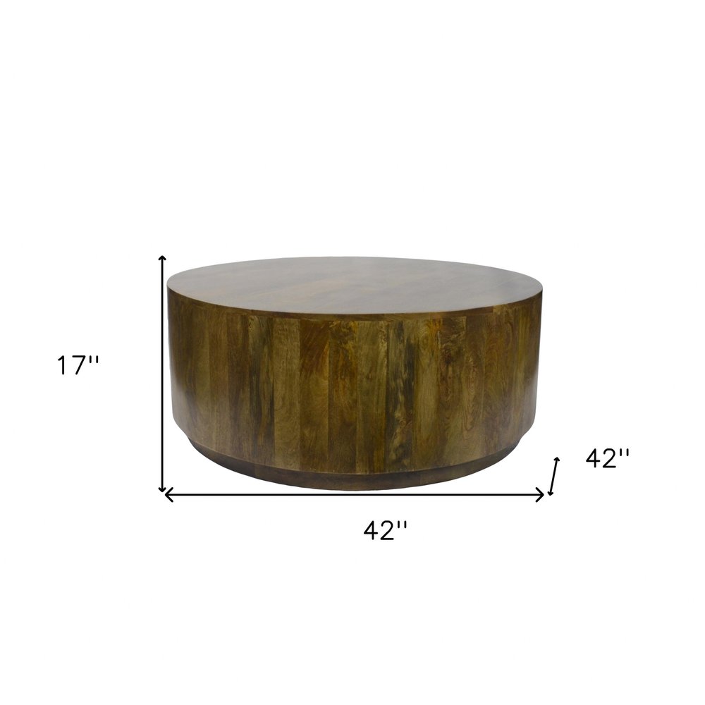 42" Brown Solid Wood Round Coffee Table HomeRoots