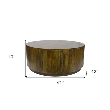 42" Brown Solid Wood Round Coffee Table HomeRoots
