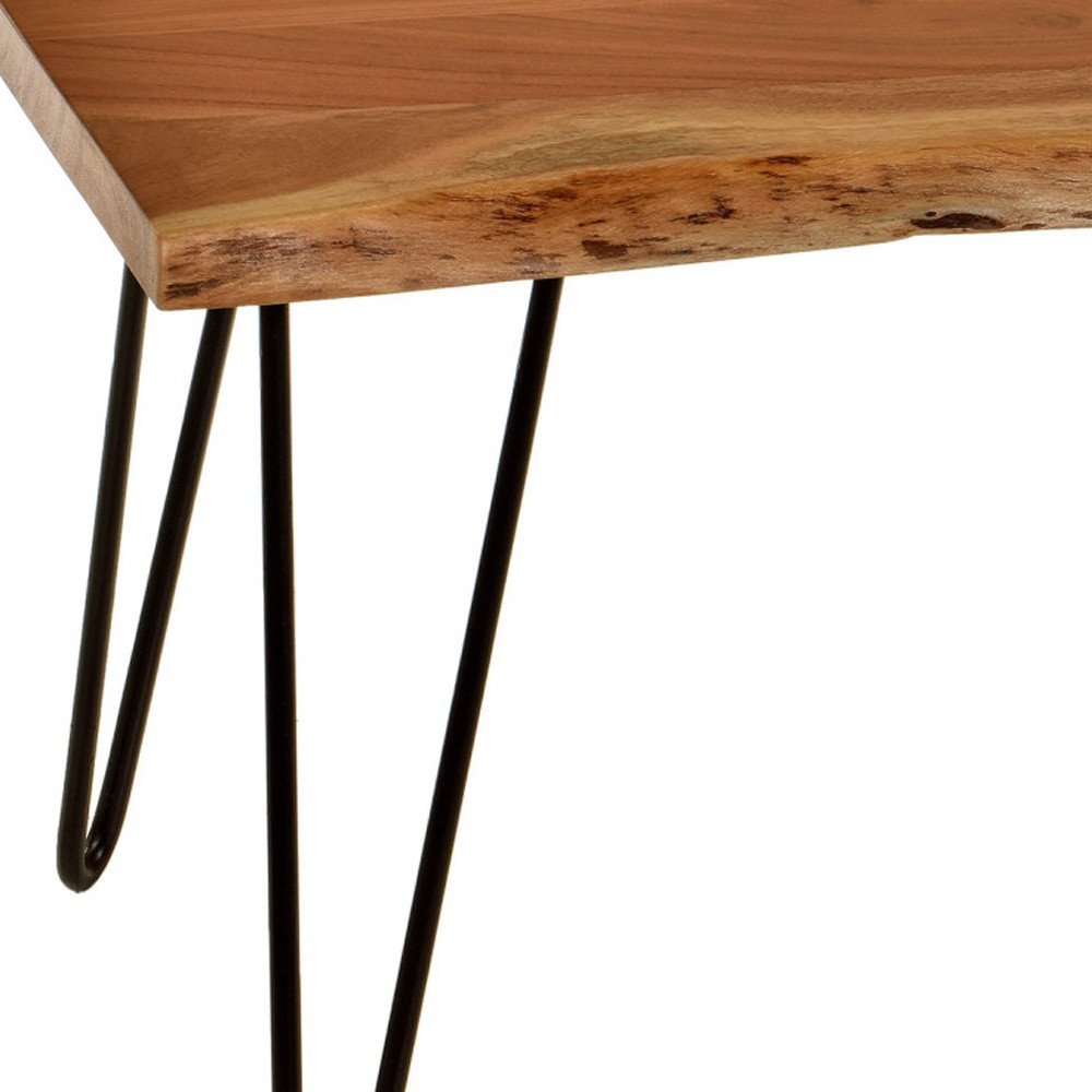 42" Natural And Black Solid Wood And Iron Coffee Table HomeRoots