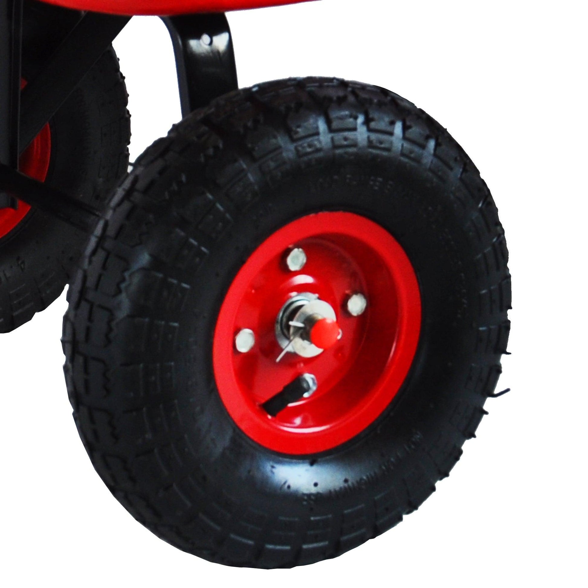 Outdoor Wagon All Terrain Pulling w/Wood Railing Air Tires Children Kid Garden（Red） - FurniFindUSA