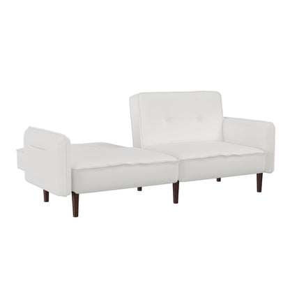 Sofa bed in White Cotton Linen Fabric - FurniFindUSA