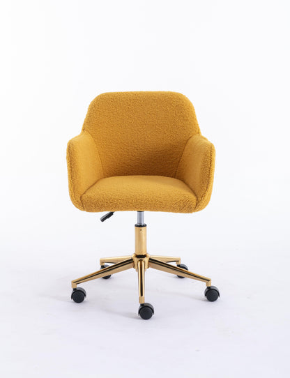 Modern Teddy Fabric Material Adjustable Height 360 Revolving Home Office Chair Yellow - FurniFindUSA