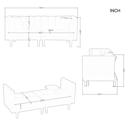 70.8” Futon Sofa bed（metal legs） - FurniFindUSA