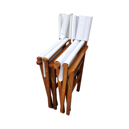 Folding Chair Wooden Director Chair Canvas Folding Chair Folding Chair 2pcs/set populus + Canvas (Color : White) - FurniFindUSA