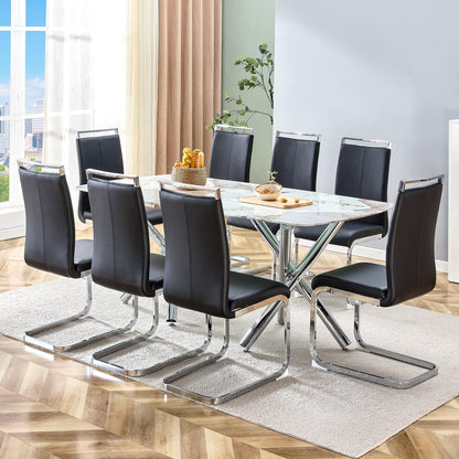 Large modern minimalist rectangular dining table suitable for 6-8 people equipped - FurniFindUSA