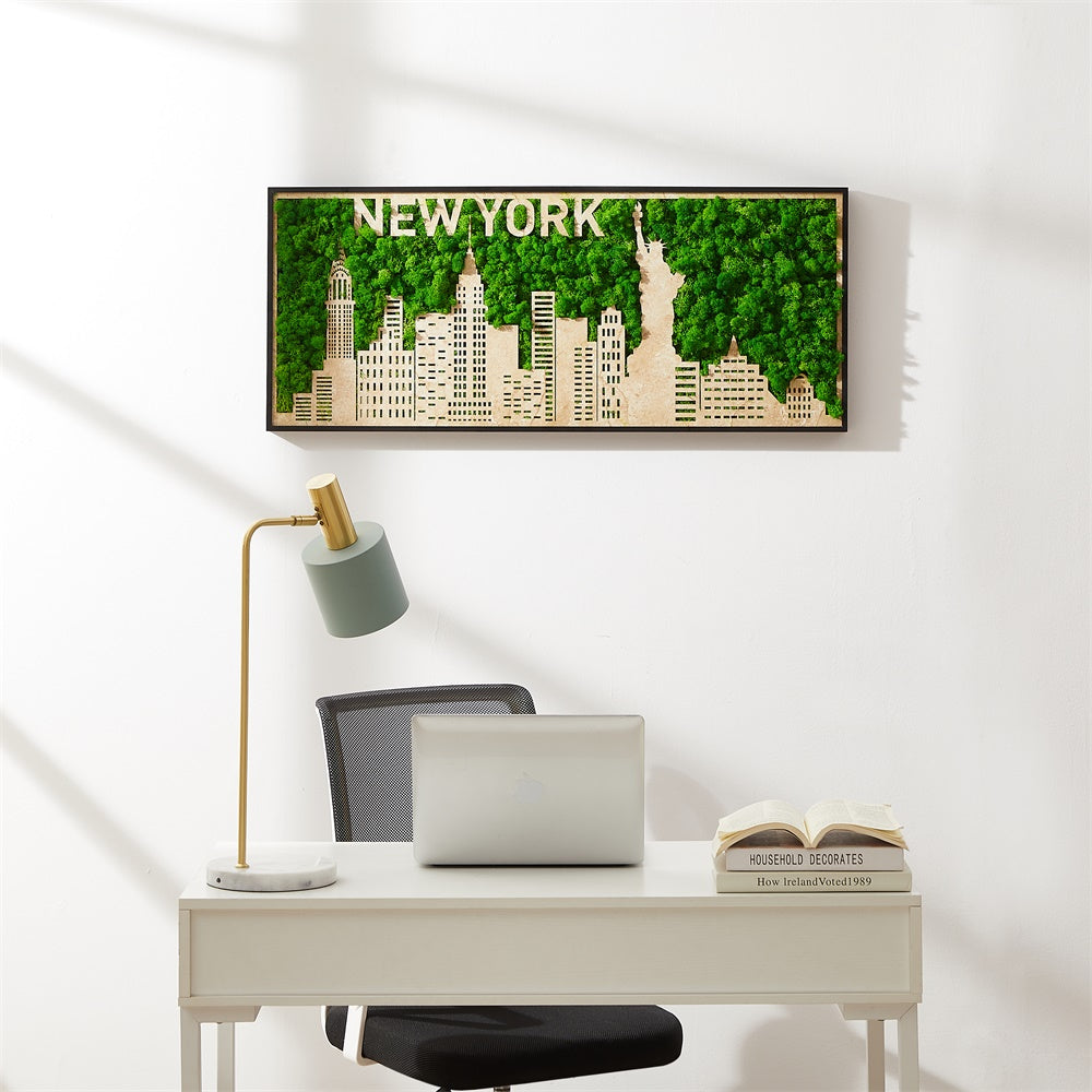 New York Moss City Silhouette Metal Wall Art Small - FurniFindUSA