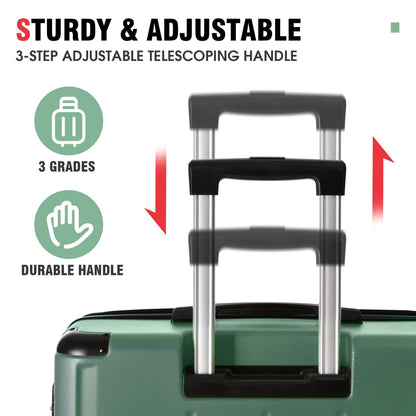 Hardshell Luggage Sets 3 Pcs Spinner Suitcase with TSA Lock Lightweight 20''24''28'' Green + ABS - FurniFindUSA