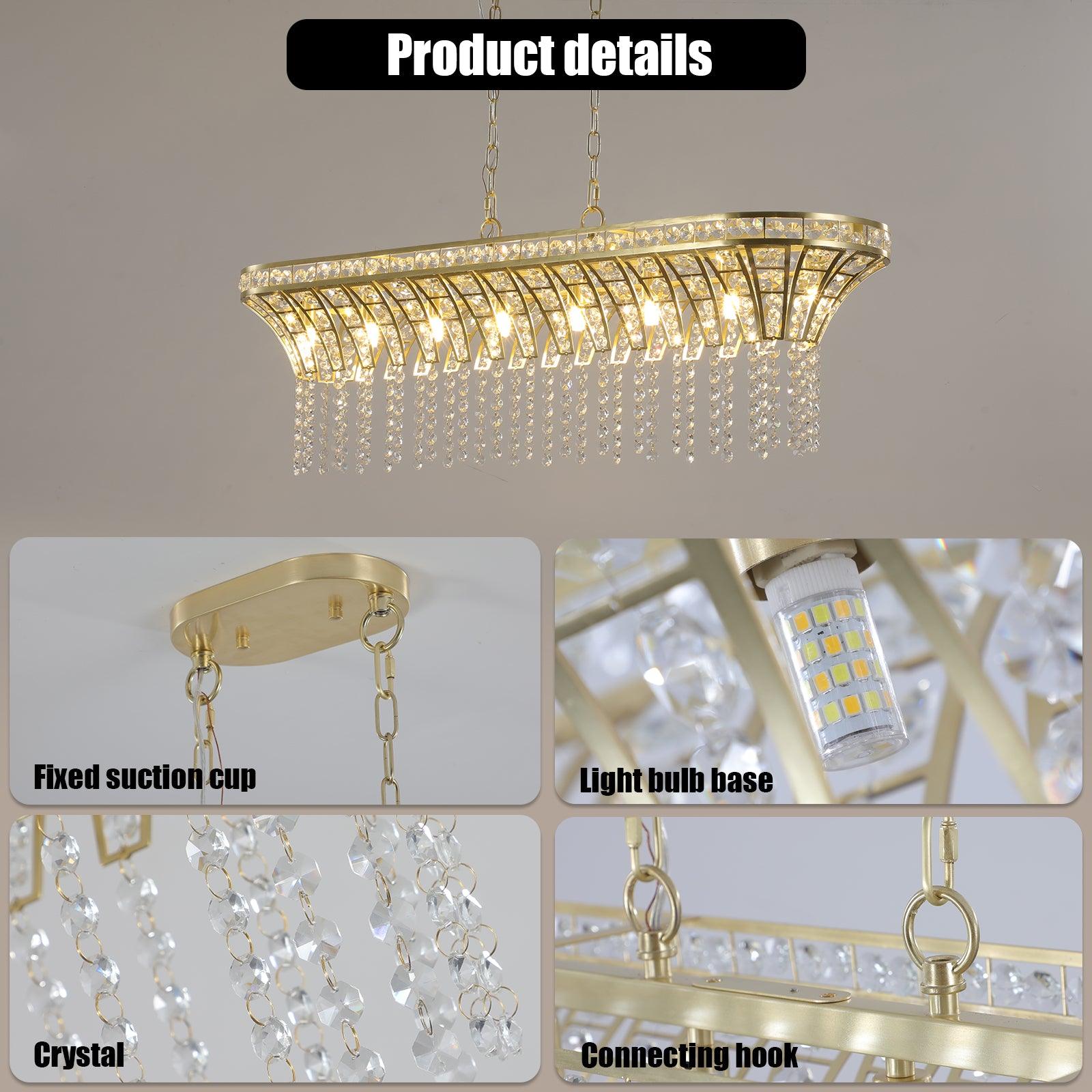 Modern Champagne Gold Kitchen Island Light - Oval Crystal ceiling chandelier - FurniFindUSA