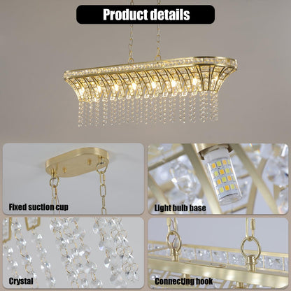 Modern Champagne Gold Kitchen Island Light - Oval Crystal ceiling chandelier - FurniFindUSA