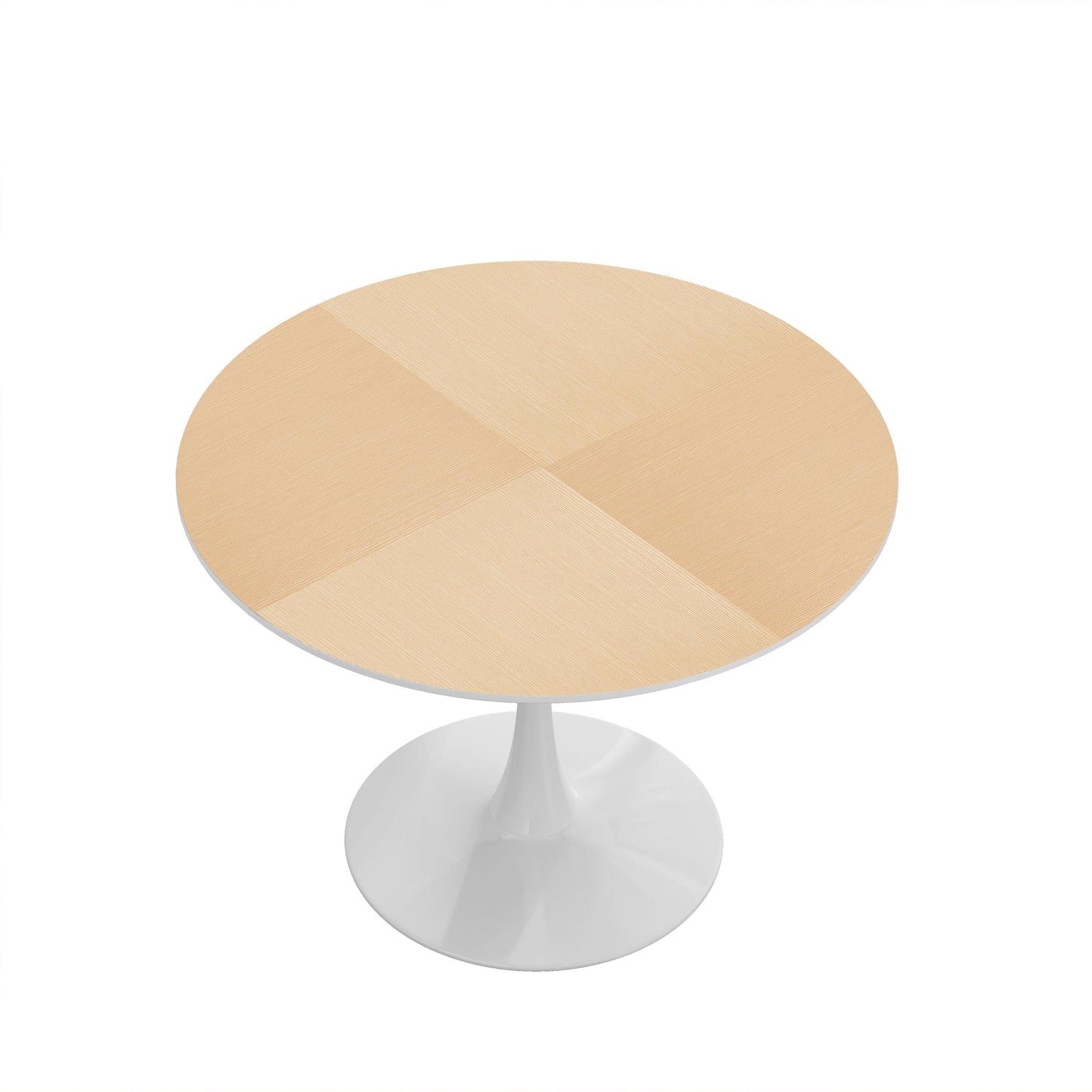 42"Modern Round Dining Table with Printed Wood Grain Table Top Metal Base Dining Table End Table Leisure Coffee Table - FurniFindUSA