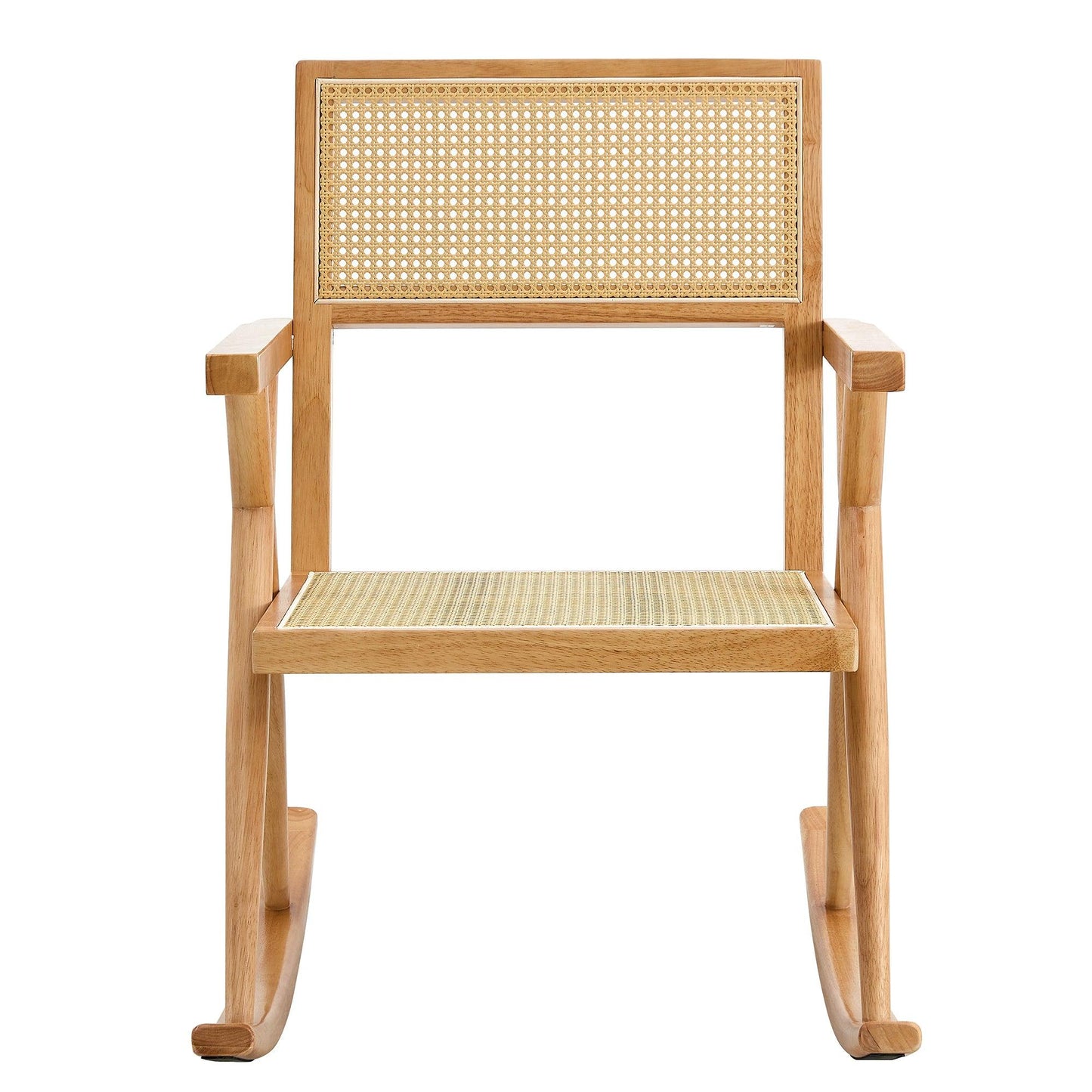 Solid wood+imitation rattan rocking chair allows you to relax quietly indoors and outdoors enhancing your sense of relaxation - FurniFindUSA