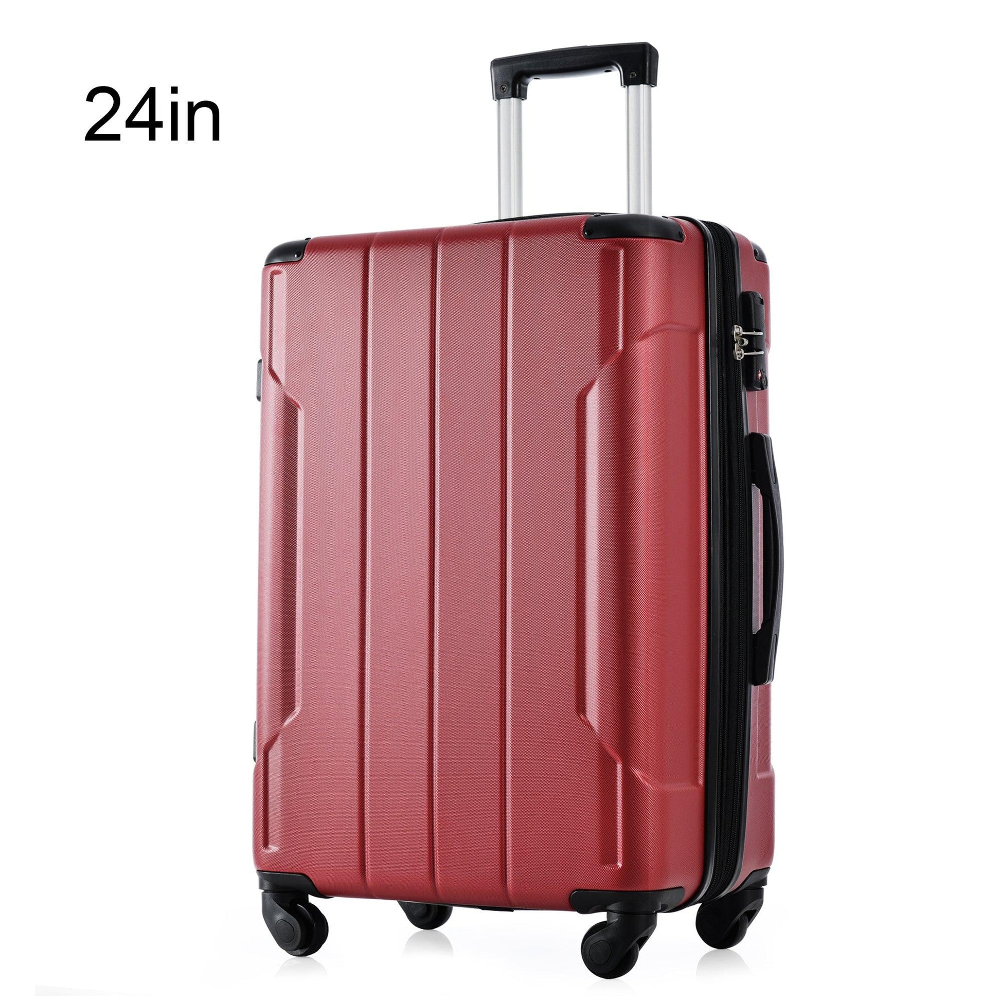 Hardshell Luggage Spinner Suitcase with TSA Lock Lightweight Expandable 24'' (Single Luggage) Red + ABS + 24 Inch - FurniFindUSA