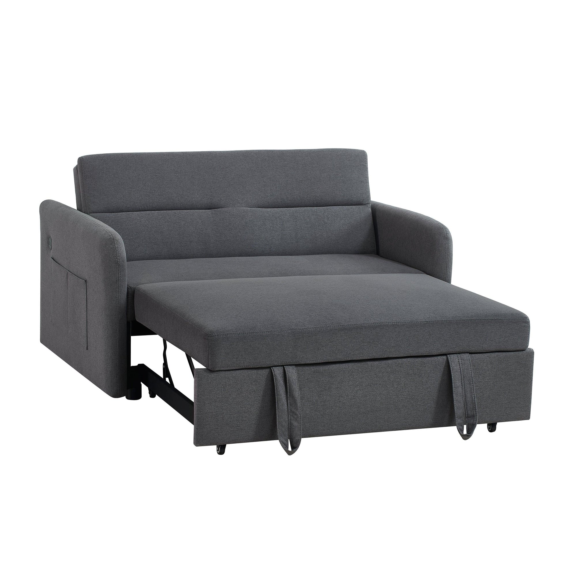 Twins Sofa Bed Grey Fabric - FurniFindUSA