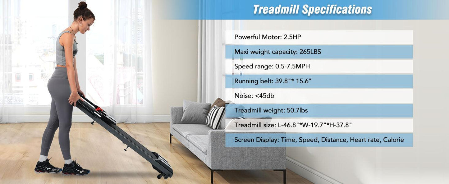 NEW Folding Treadmills Walking Pad Treadmill for Home Office -2.5HP Walking Treadmill With Incline Bluetooth Speaker - FurniFindUSA