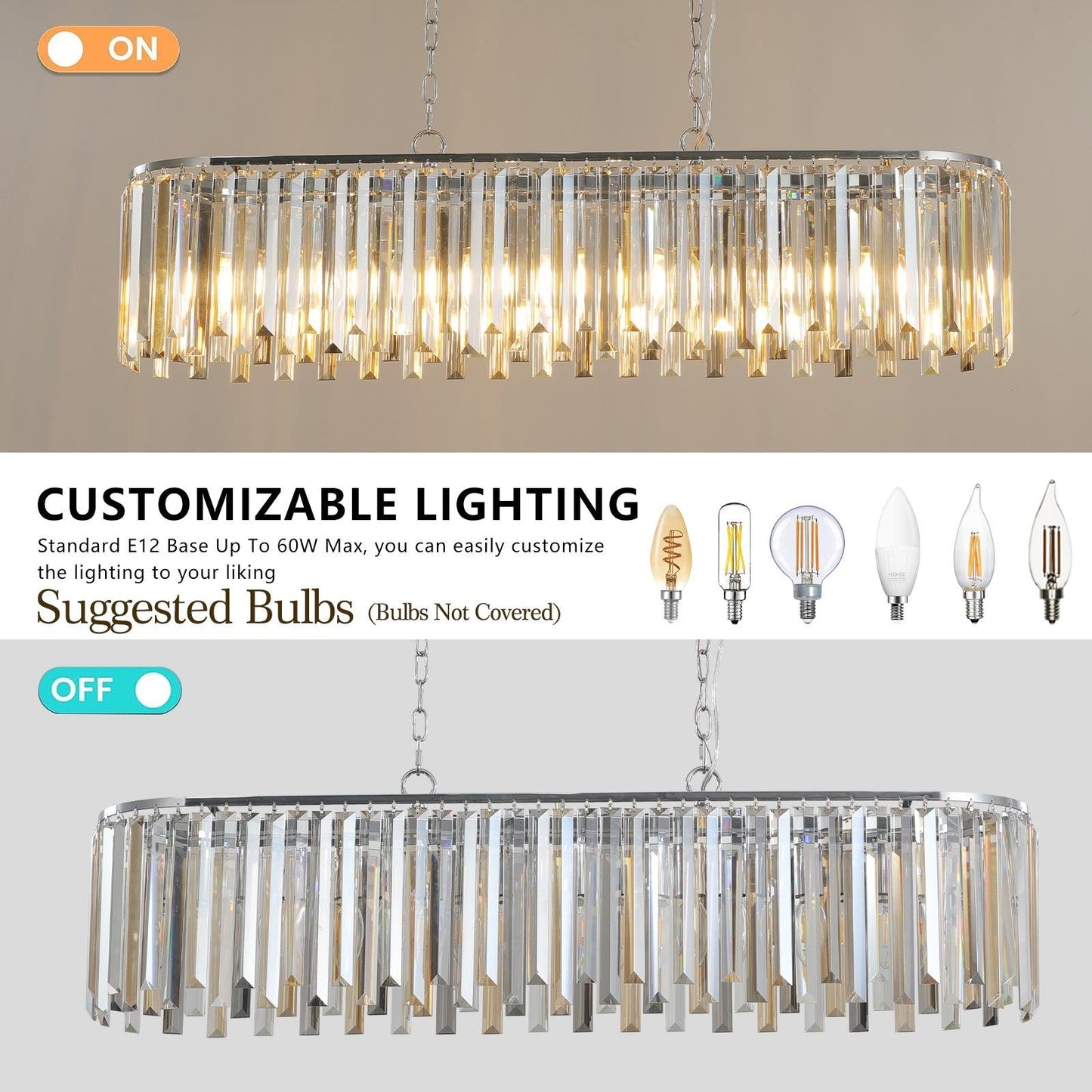 Modern Oval Crystal ceiling chandelier Luxury Home Decor Light Fixture - FurniFindUSA