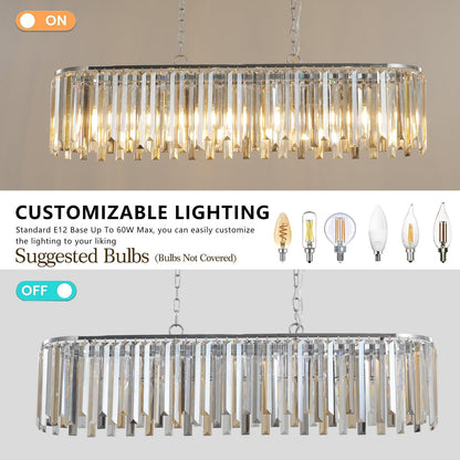 Modern Oval Crystal ceiling chandelier Luxury Home Decor Light Fixture - FurniFindUSA