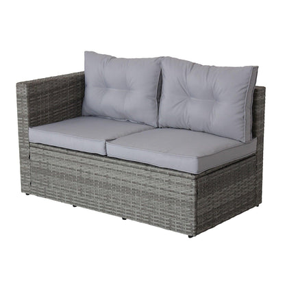 4 Piece Patio Sectional Wicker Rattan Outdoor Furniture Sofa Set with Storage Box Grey - FurniFindUSA