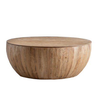 35.43"Vintage Style Bucket Shaped Coffee Table for Office Dining Room and Living Room Natural - FurniFindUSA