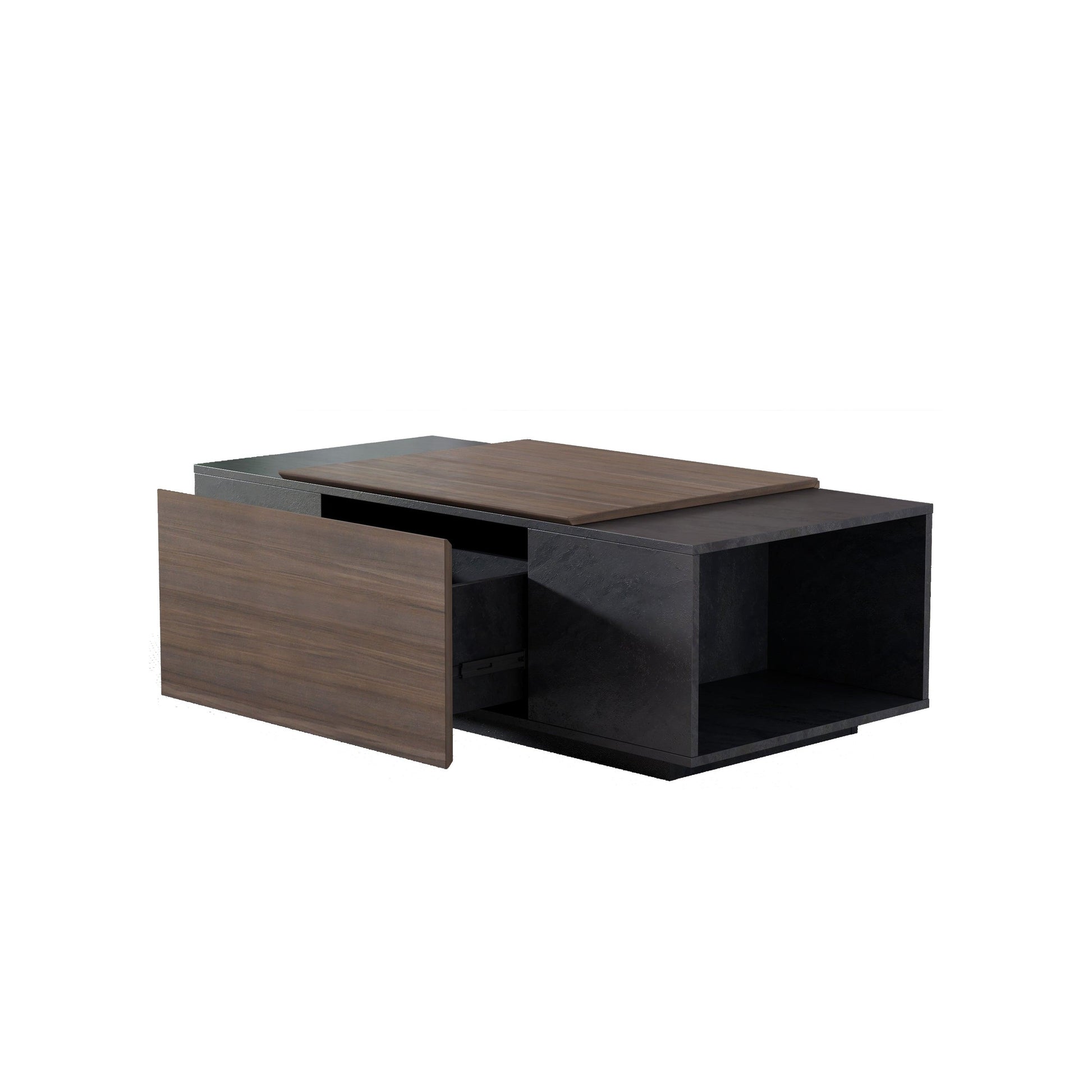 47 Inch Modern Farmhouse Drawer Coffee Table for Living Room or Office Armando & Texture Black - FurniFindUSA