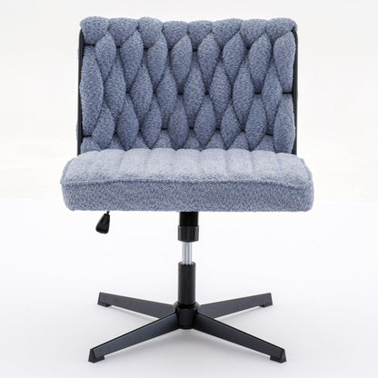 Armless Office Desk Chair No Wheels BLUE - FurniFindUSA