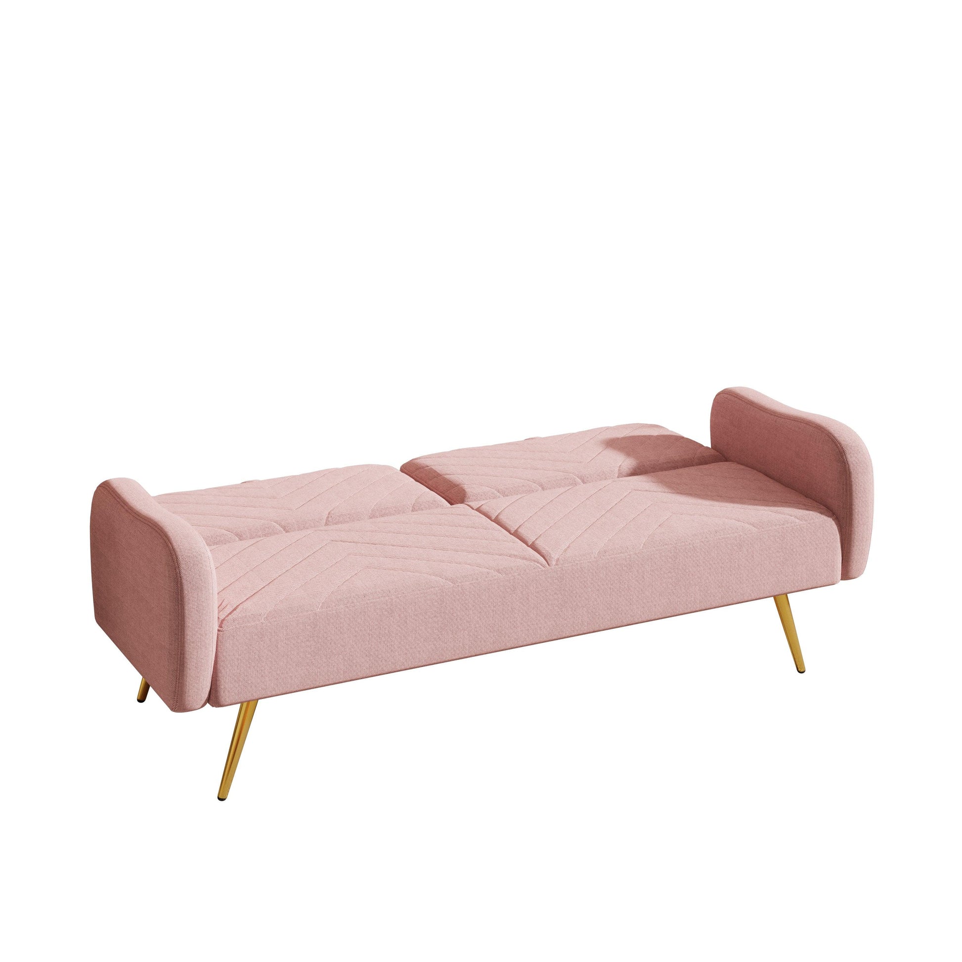 70.47" Pink Fabric Double Sofa with Split Backrest and Two Throw Pillows - FurniFindUSA