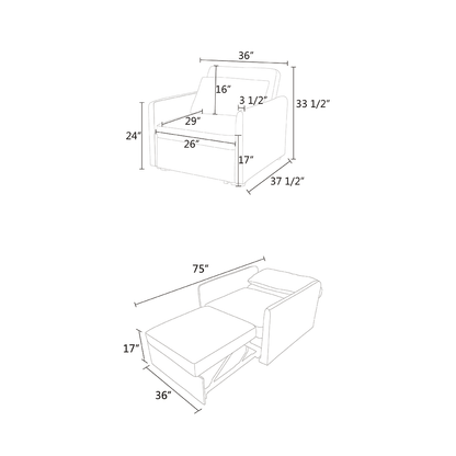 Lint Convertible Sofabed Chair - FurniFindUSA