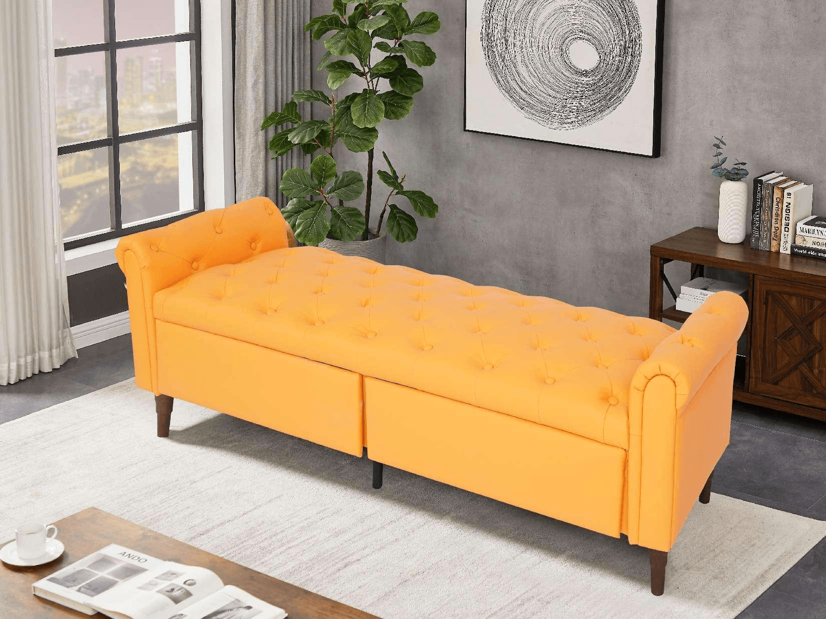 Storage PU Ottoman Bench with 2 Drawers for Bedroom End of Bed - FurniFindUSA