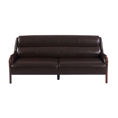 Modern-Central Sofa PU Leather Wooden Legs Bench for Living Room - FurniFindUSA