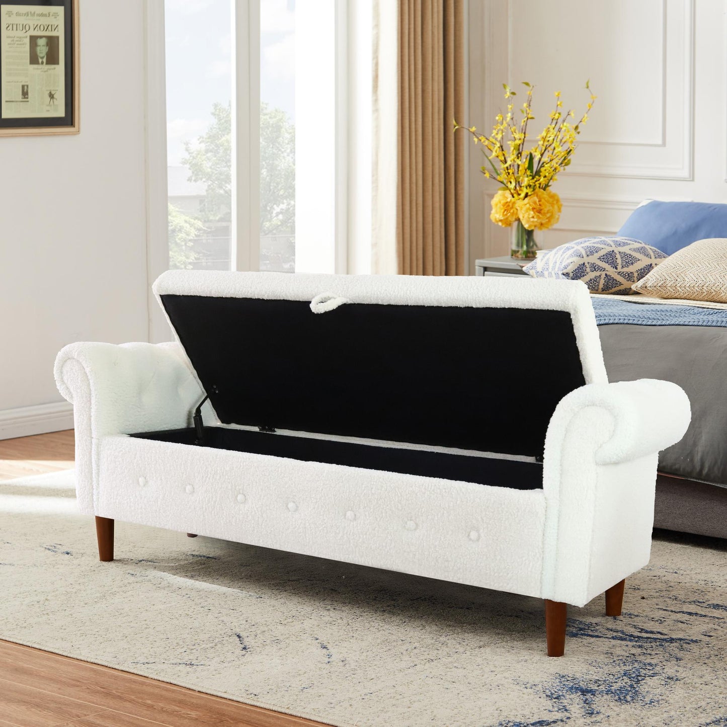 Teddy Teddy Multifunctional Flip Top Storage Bench Rectangular Sofa Stool Winter - FurniFindUSA