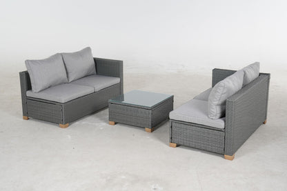 3 Piece Outdoor Rattan Sectional Sets，4 Seats with Cushion - FurniFindUSA