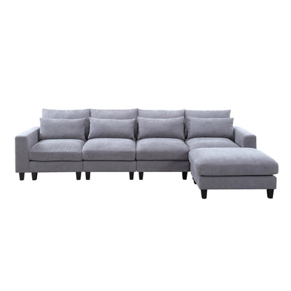 124.4” Modular L-Shaped Sectional Sofa with Ottoman