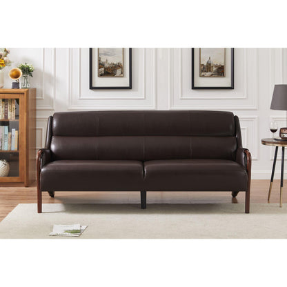 Modern-Central Sofa PU Leather Wooden Legs Bench for Living Room - FurniFindUSA