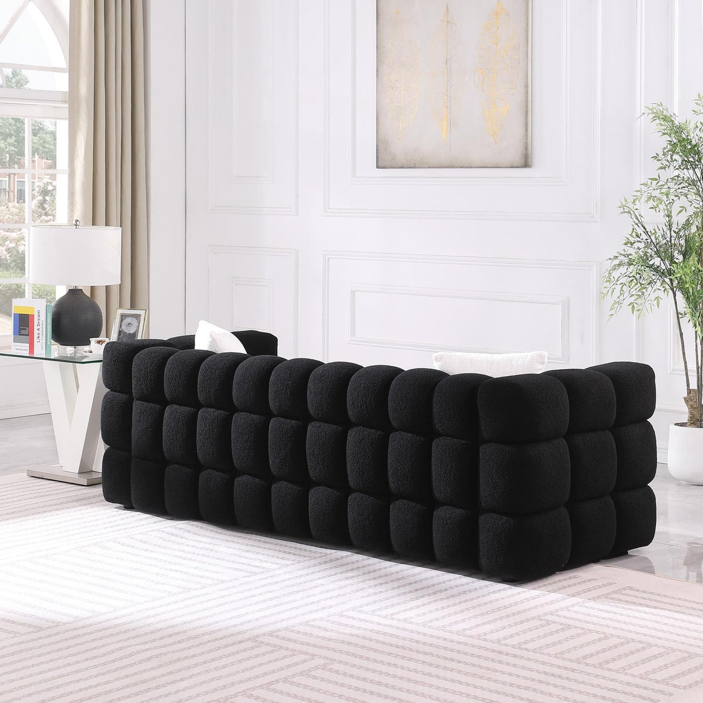 84.3 length ,35.83" deepth ,human body structure for USA people, marshmallow sofa,boucle sofa ,3 seater