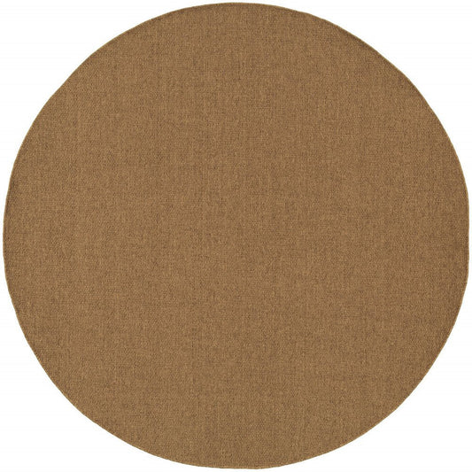 8' X 8' Tan Round Stain Resistant Indoor Outdoor Power Loomed Area Rug