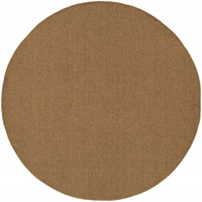 8' X 8' Tan Round Stain Resistant Indoor Outdoor Power Loomed Area Rug HomeRoots