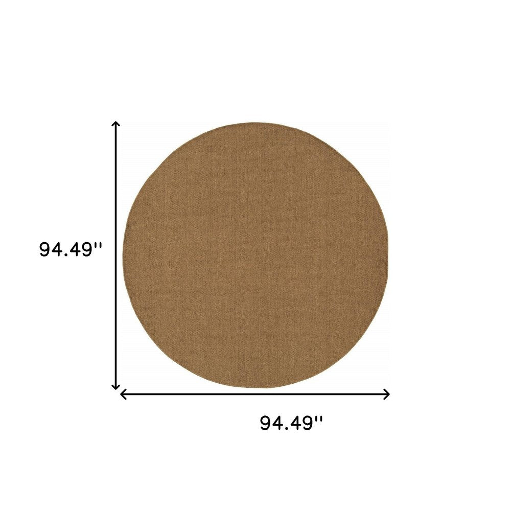 8' X 8' Tan Round Stain Resistant Indoor Outdoor Power Loomed Area Rug — view 2