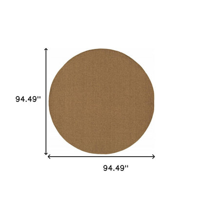 8' X 8' Tan Round Stain Resistant Indoor Outdoor Power Loomed Area Rug HomeRoots