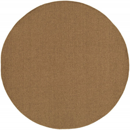 8' X 8' Tan Round Stain Resistant Indoor Outdoor Power Loomed Area Rug HomeRoots