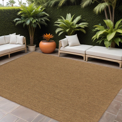 8' X 11' Tan Stain Resistant Indoor Outdoor Area Rug - 0" (L) x 129" (W) x 94" (H)