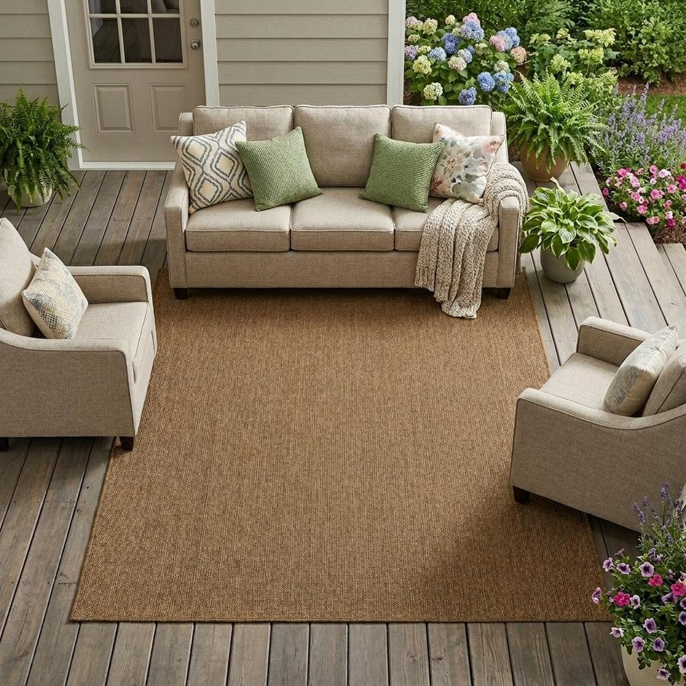9' X 13' Tan Indoor Outdoor Area Rug HomeRoots