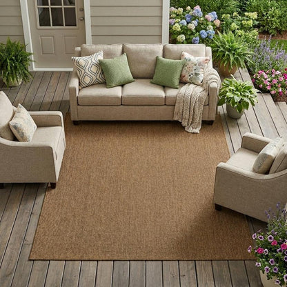 9' X 13' Tan Indoor Outdoor Area Rug HomeRoots