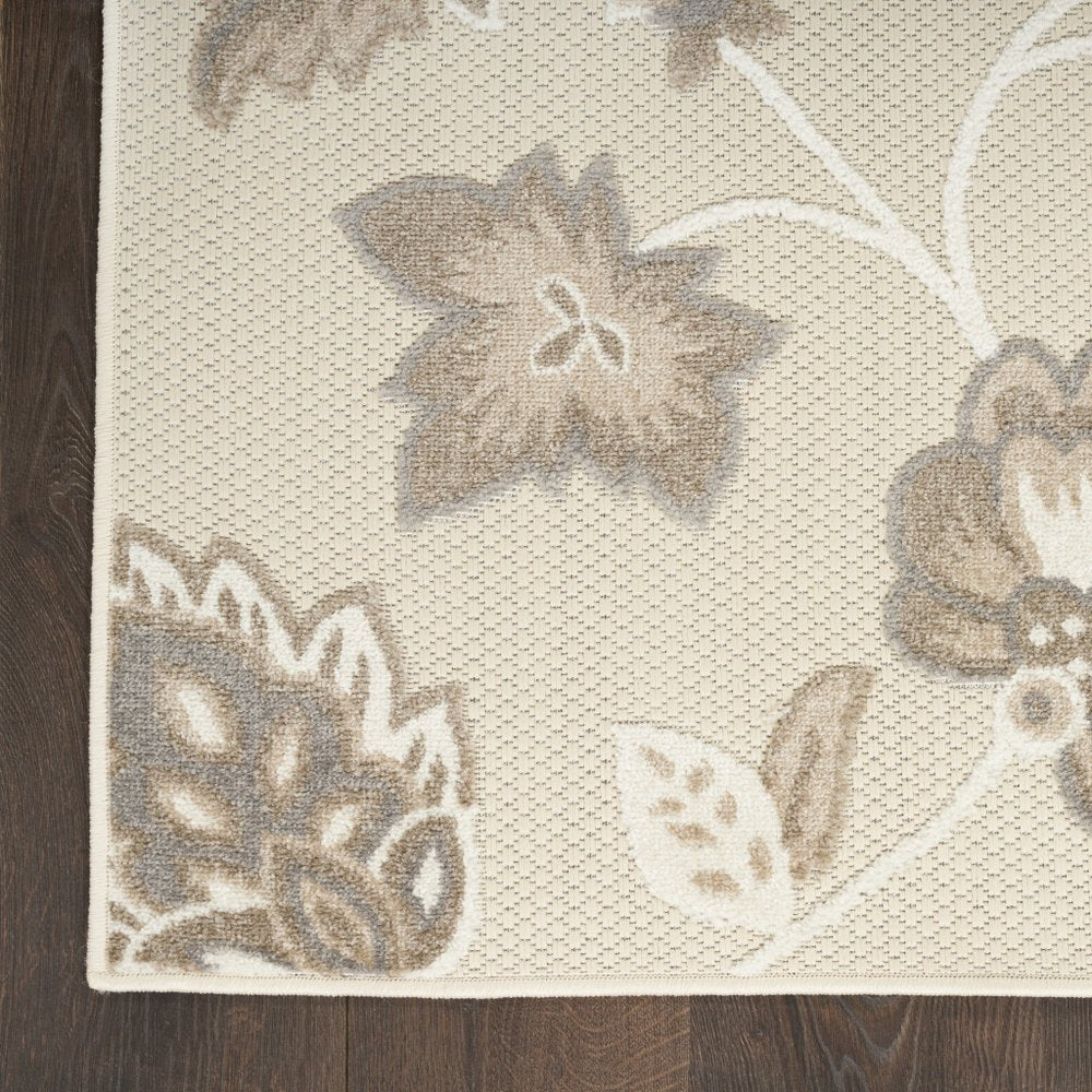 9' X 12' Beige Floral Stain Resistant Non Skid Area Rug HomeRoots