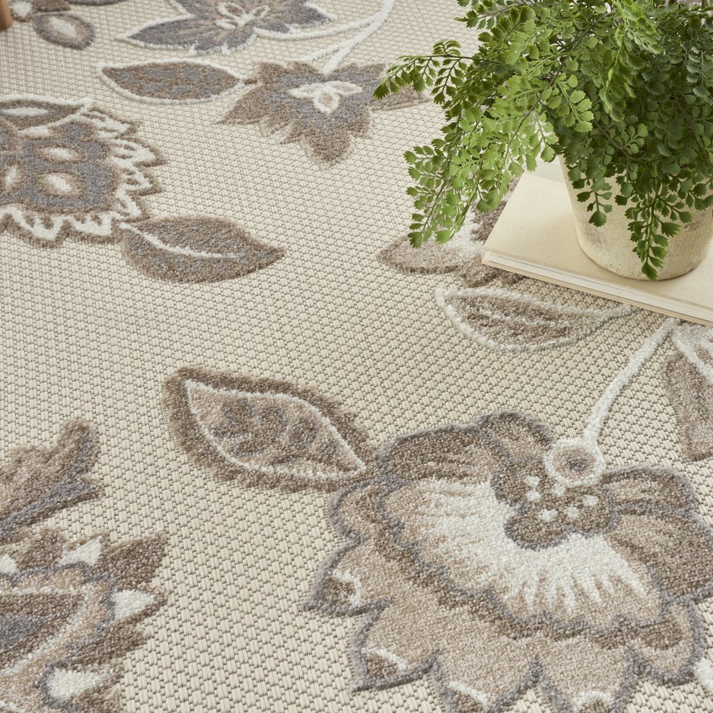 9' X 12' Beige Floral Stain Resistant Non Skid Area Rug HomeRoots