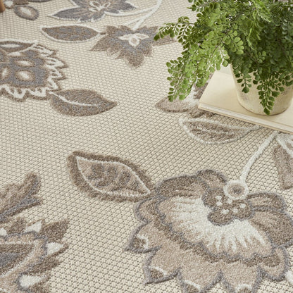 9' X 12' Beige Floral Stain Resistant Non Skid Area Rug HomeRoots