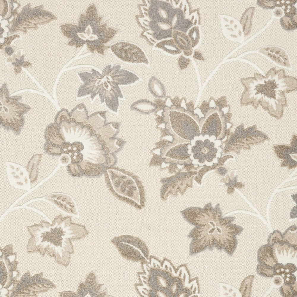 9' X 12' Beige Floral Stain Resistant Non Skid Area Rug HomeRoots