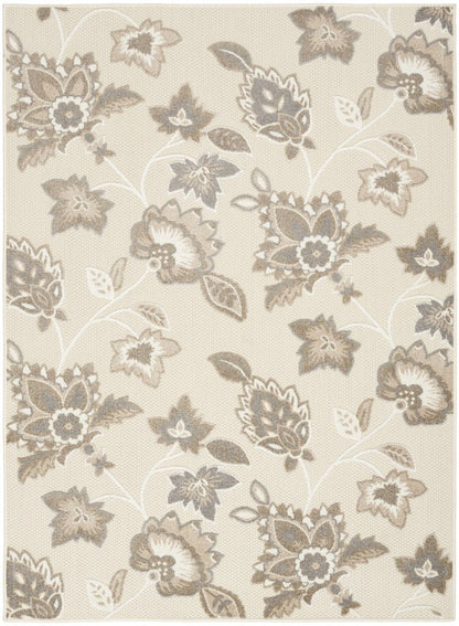 9' X 12' Beige Floral Stain Resistant Non Skid Area Rug HomeRoots