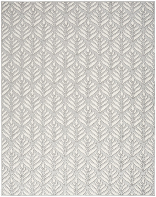 9' X 12' Grey Floral Stain Resistant Non Skid Area Rug