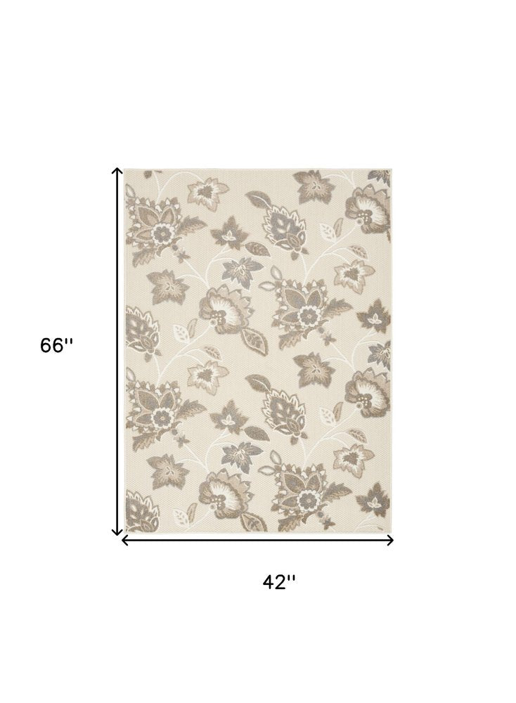 9' X 12' Beige Floral Stain Resistant Non Skid Area Rug HomeRoots