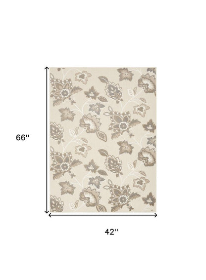 9' X 12' Beige Floral Stain Resistant Non Skid Area Rug HomeRoots